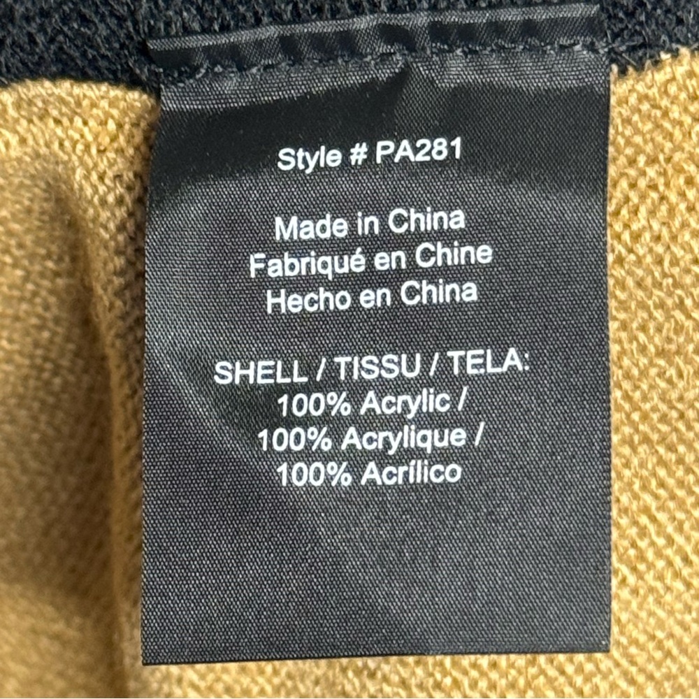 Parrish LA Stevie Poncho Wrap Black Camel Tan White Stripe OS Colorblock Winter - Picture 9 of 10